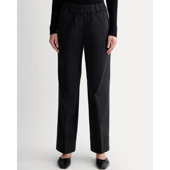 Everlane The Easy Pant Black Cotton Twill Wide Leg Pull-On Pants Size Large - Picture 2 of 11